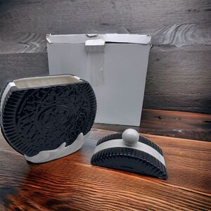 Oreo Milk Splash Cookie Jar Ceramic Cookies 9.5" Progressive Promotions *Crazing